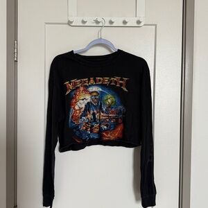 Black Megadeth Graphic Crop Top